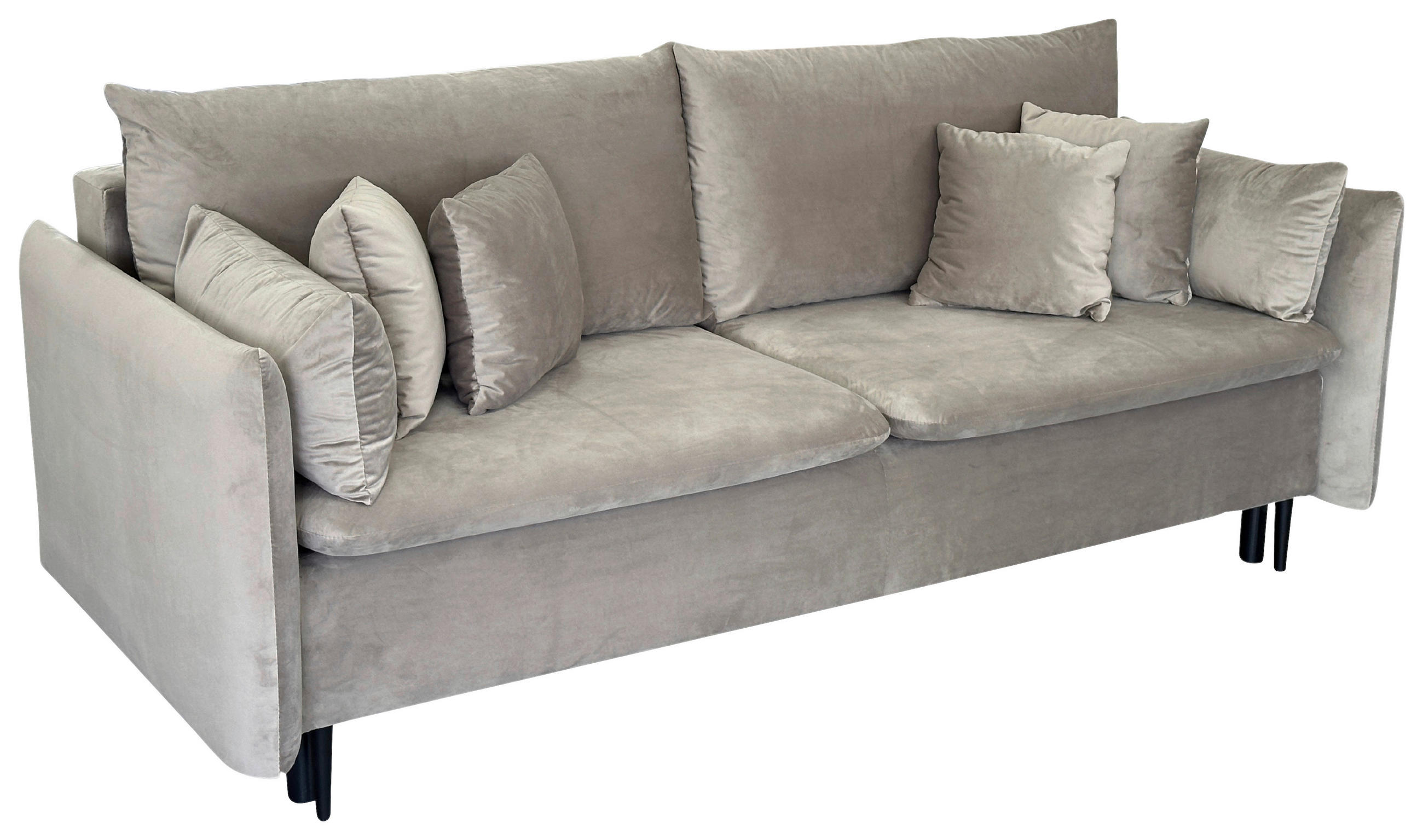 SCHLAFSOFA Velours Taupe  - Taupe/Schwarz, Design, Holz/Kunststoff (220/96/102cm) - MID.YOU