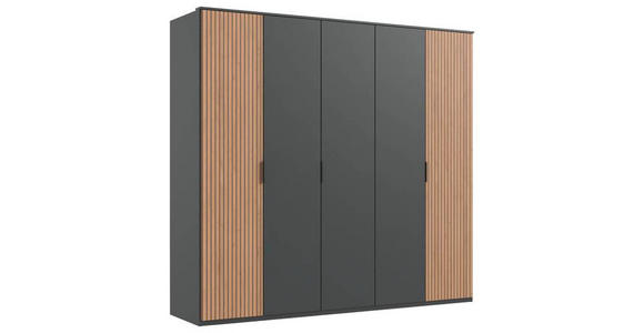 DREHTÜRENSCHRANK in Graphitfarben, Eiche Artisan - Schwarz/Graphitfarben, Trend, Holzwerkstoff/Metall (225/210/58cm) - Carryhome
