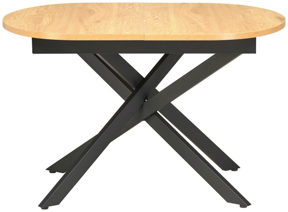 AUSZIEHTISCH - Eichefarben/Schwarz, KONVENTIONELL, Holzwerkstoff/Metall (120-160/75/90cm) - MID.YOU