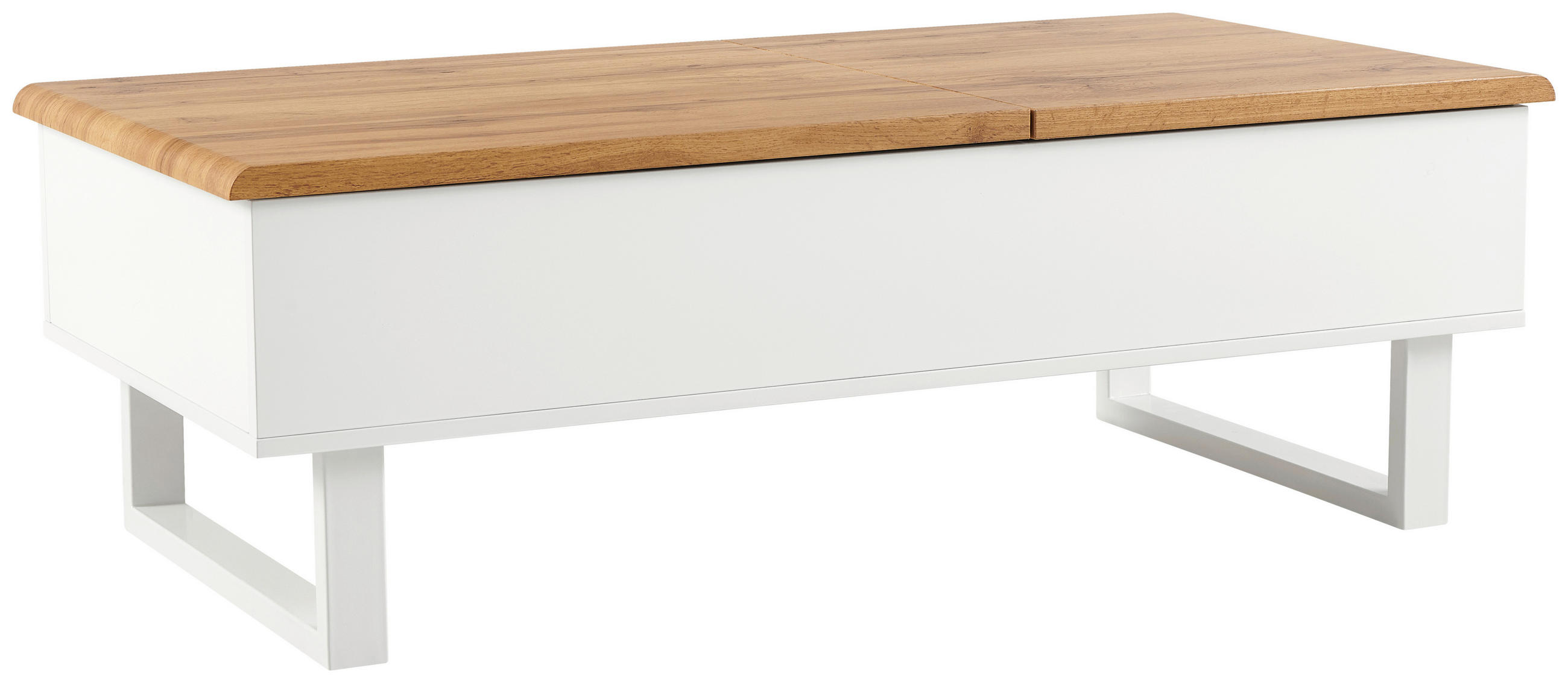 COUCHTISCH 120/60/40-65 cm rechteckig Weiß, Eichefarben  - Eichefarben/Weiß, Design, Holzwerkstoff/Metall (120/60/40-65cm) - Livetastic
