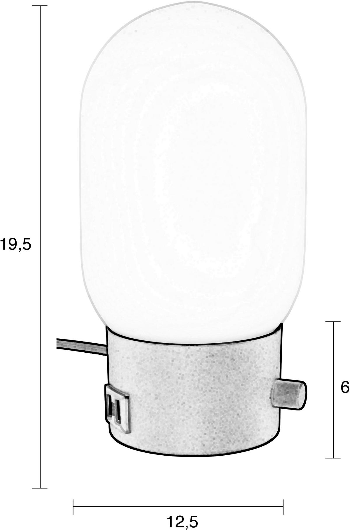 TISCHLEUCHTE - Goldfarben/Weiß, Basics, Glas/Metall (12,5/25,5cm) - Zuiver