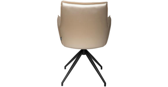 ARMLEHNSTUHL in Eisen Lederlook - Champagner/Schwarz, Design, Textil/Metall (59/89,5/63cm) - Novel