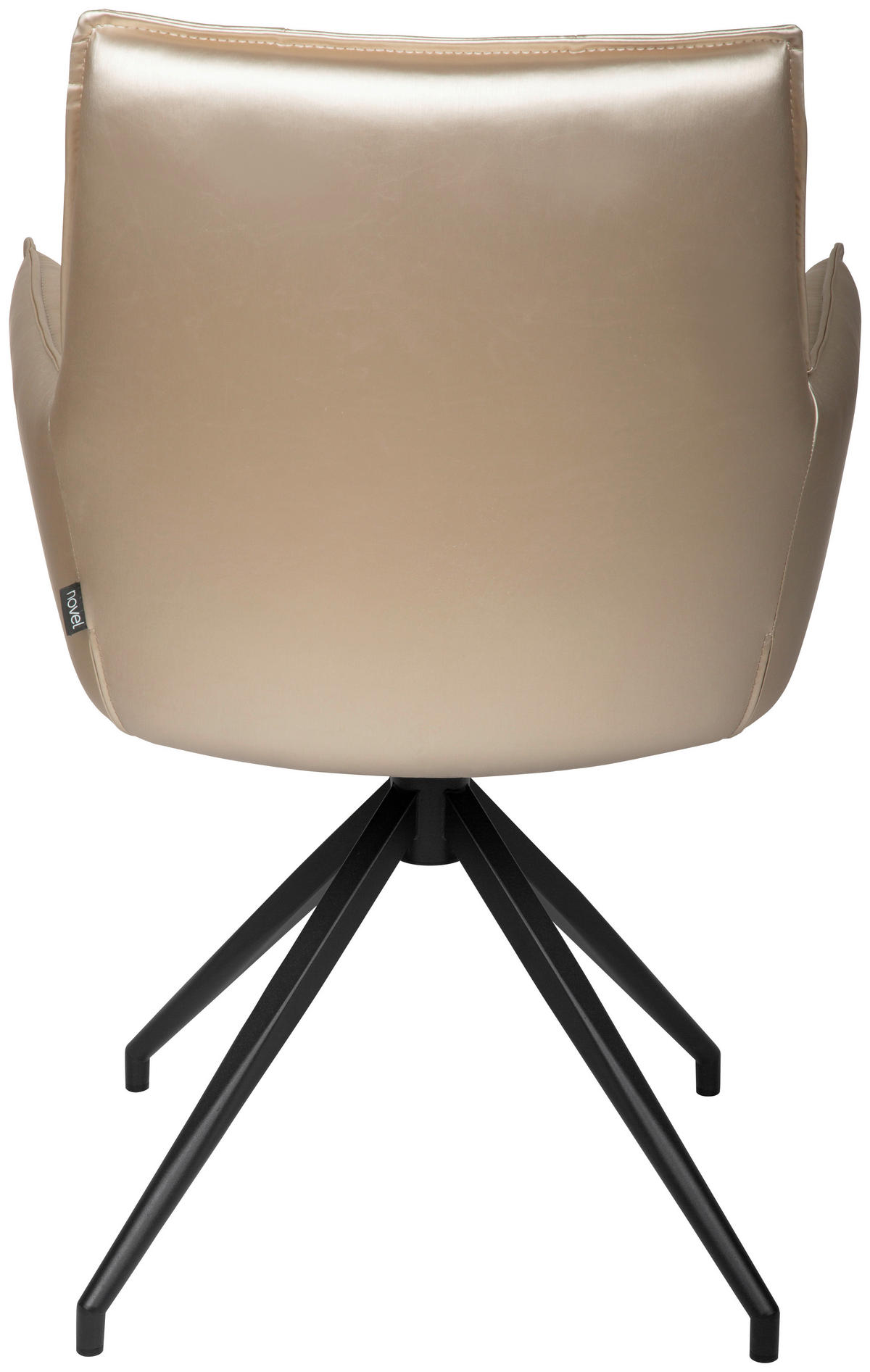 ARMLEHNSTUHL  in Eisen Lederlook  - Champagner/Schwarz, Design, Textil/Metall (59/89,5/63cm) - Novel