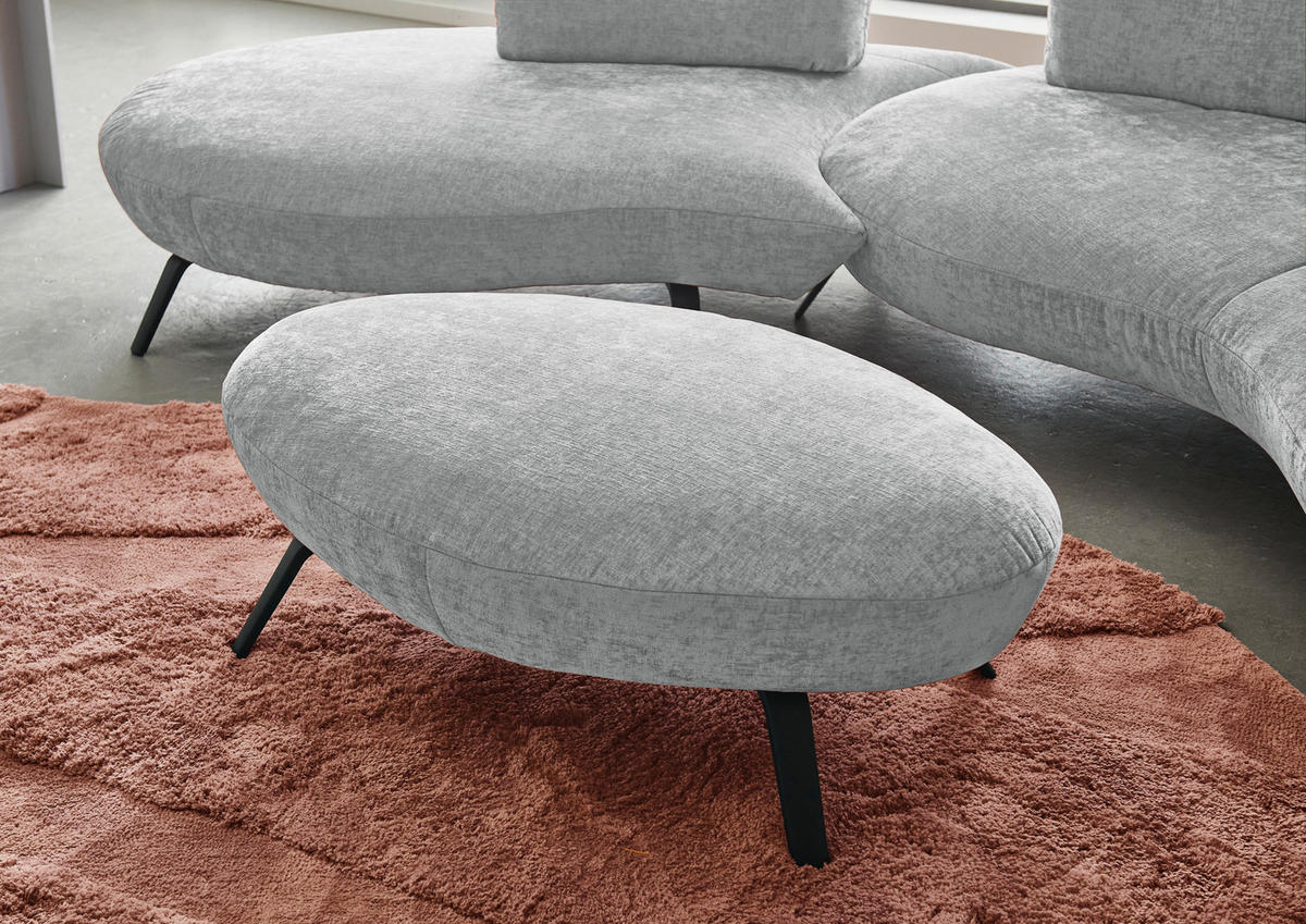BIGSOFA Flachgewebe Hellgrau  - Hellgrau/Schwarz, Design, Textil/Metall (456/93/138cm) - Moderano