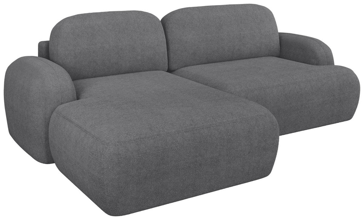 ECKSOFA Sevilla Plus in Bouclé Dunkelgrau  275/175 cm  - Dunkelgrau/Schwarz, Design, Kunststoff/Textil (275/175cm) - MID.YOU