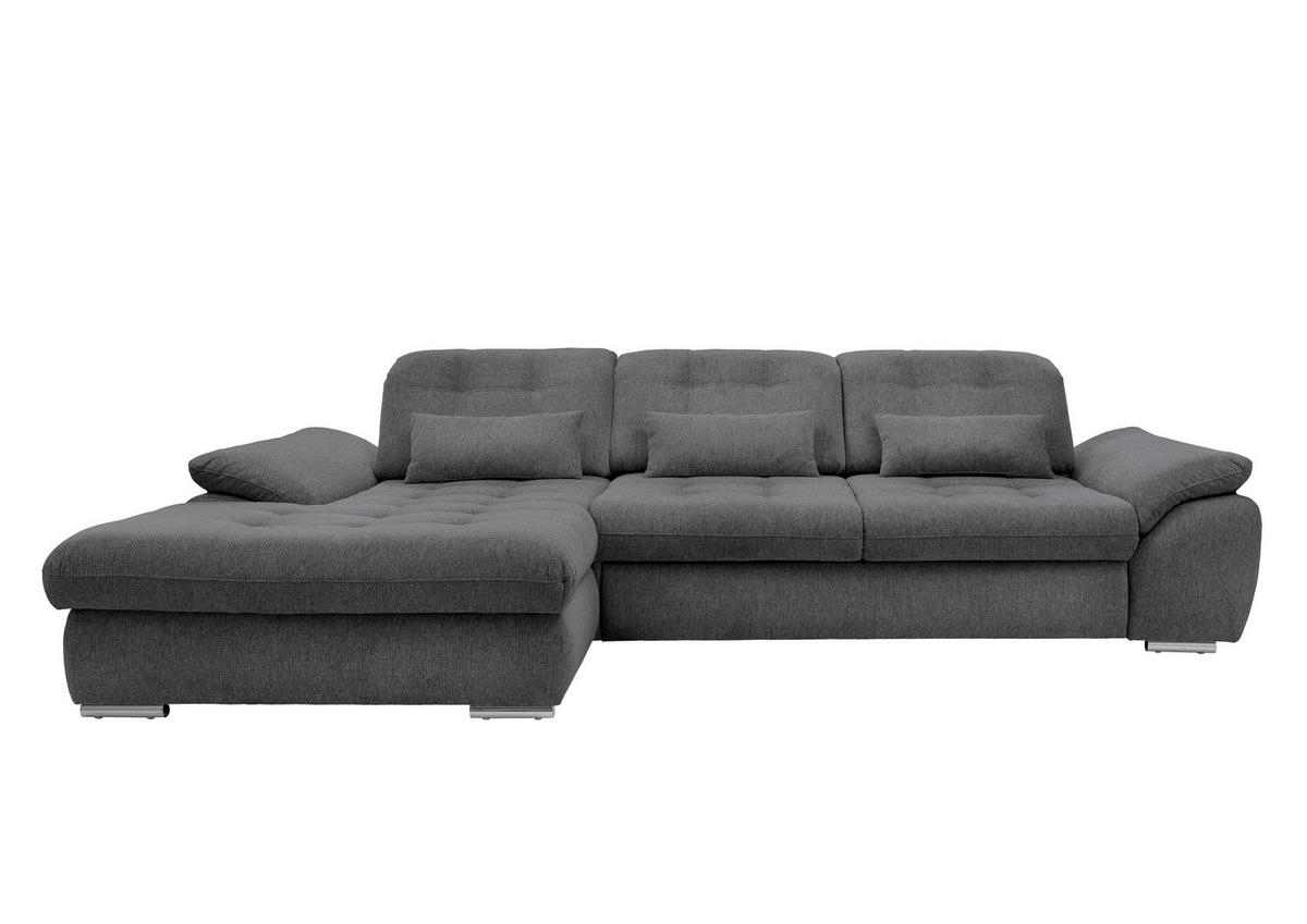 ECKSOFA Anthrazit Chenille  - Chromfarben/Anthrazit, MODERN, Textil/Metall (184/314cm) - Livetastic
