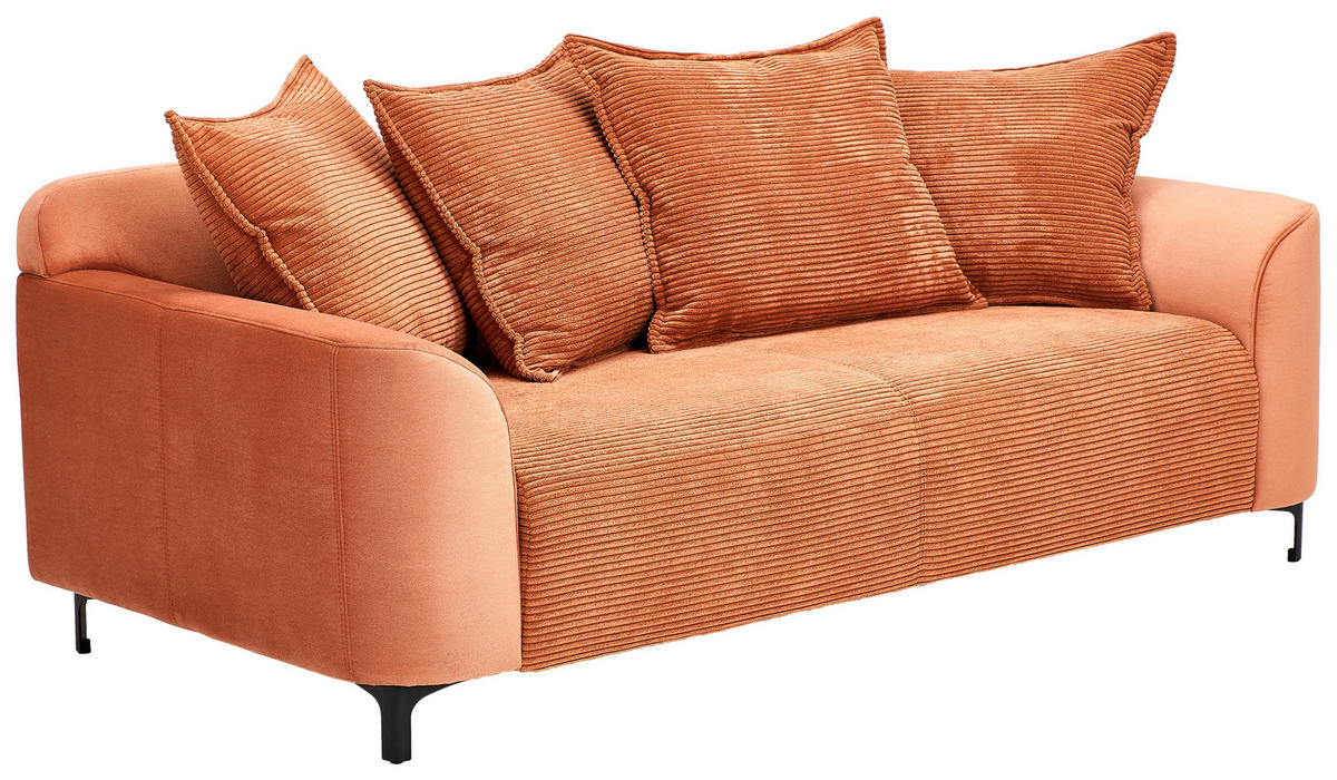 2-SITZER-SOFA in Cord, Velours Rostfarben  - Rostfarben/Schwarz, Konventionell, Textil/Metall (175/84/99cm) - Carryhome