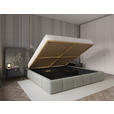 POLSTERBETT gepolstertes Kopfteil, Lattenrost, Bettkasten Hellgrau 160/200 cm  - Hellgrau/Schwarz, Design, Holz/Kunststoff (160/200cm) - Carryhome