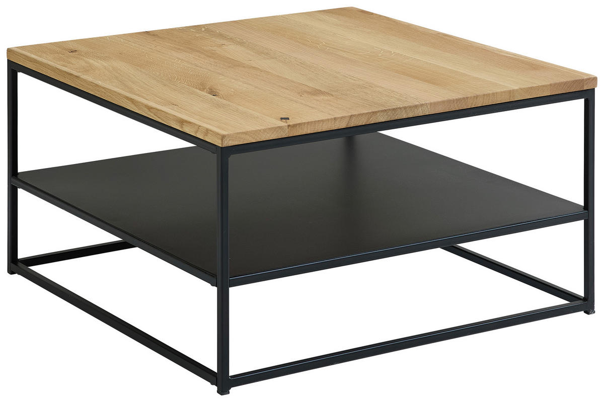 COUCHTISCH in Holz, Metall 75/75/40 cm  - Eichefarben/Schwarz, Design, Holz/Metall (75/75/40cm) - Boxxx