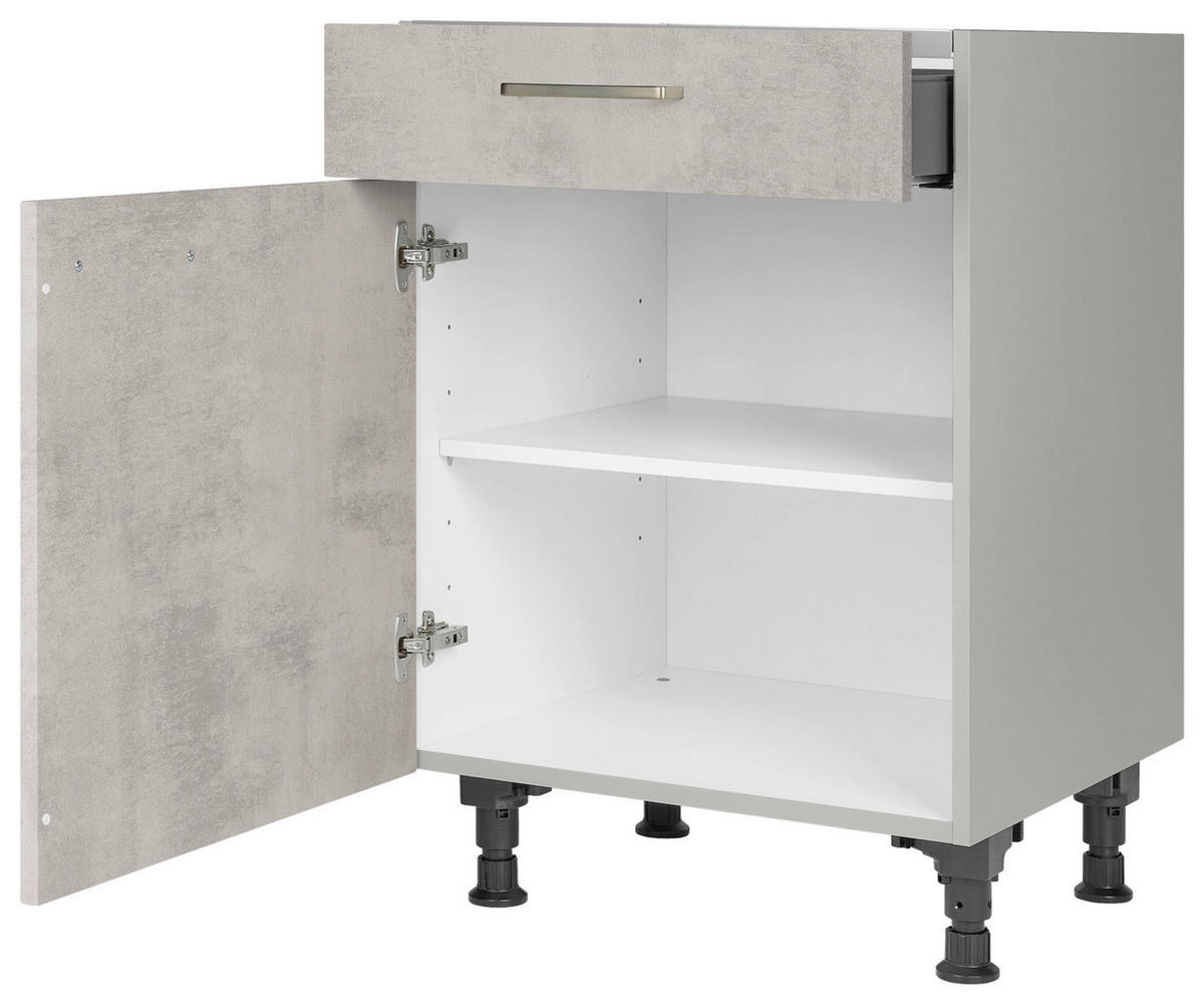 KOCHFELDUMBAUSCHRANK 60/87/56 cm  Hellgrau  - Edelstahlfarben/Hellgrau, Modern, Holzwerkstoff/Metall (60/87/56cm) - Nobilia