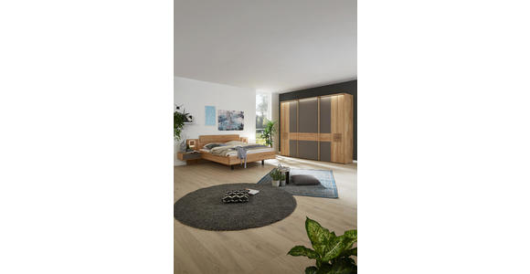 SCHIEBETÜRENSCHRANK 3-türig Wildeiche furniert, massiv Braun, Eichefarben - Eichefarben/Braun, Design, Glas/Holz (301,9/240,3/67,2cm) - Valnatura