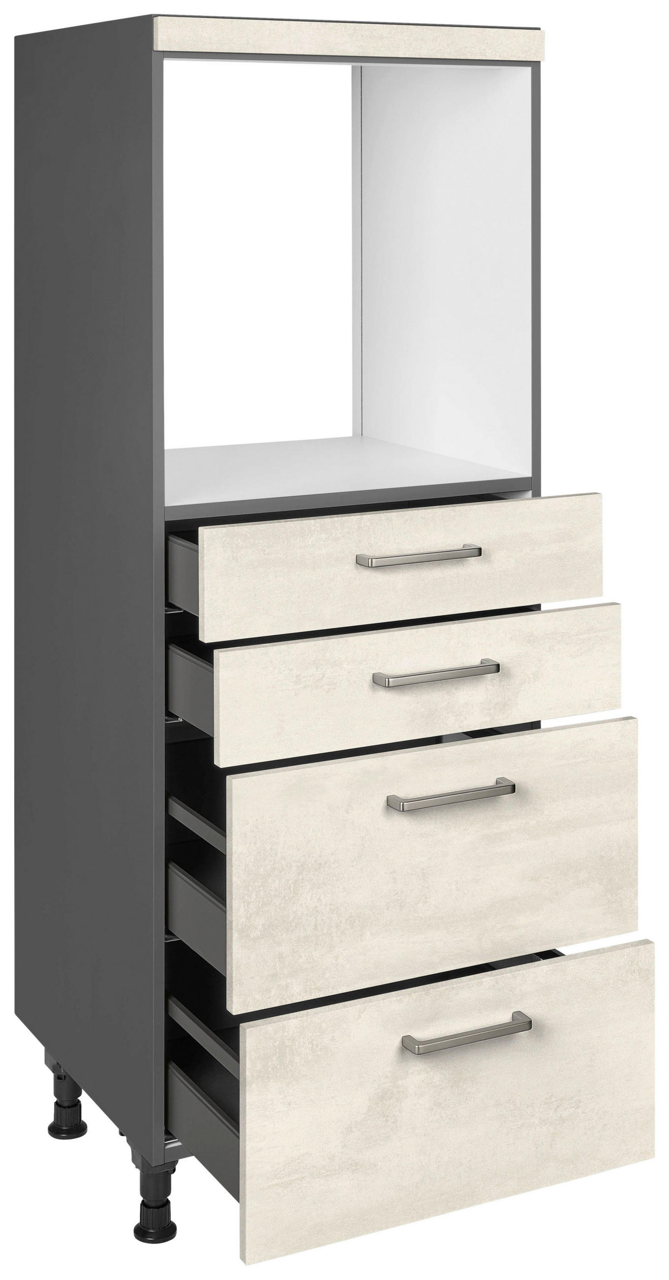 GERÄTEUMBAUSCHRANK 60/168/58 cm  in Weiß  - Schieferfarben/Edelstahlfarben, MODERN, Holzwerkstoff/Metall (60/168/58cm) - Nobilia