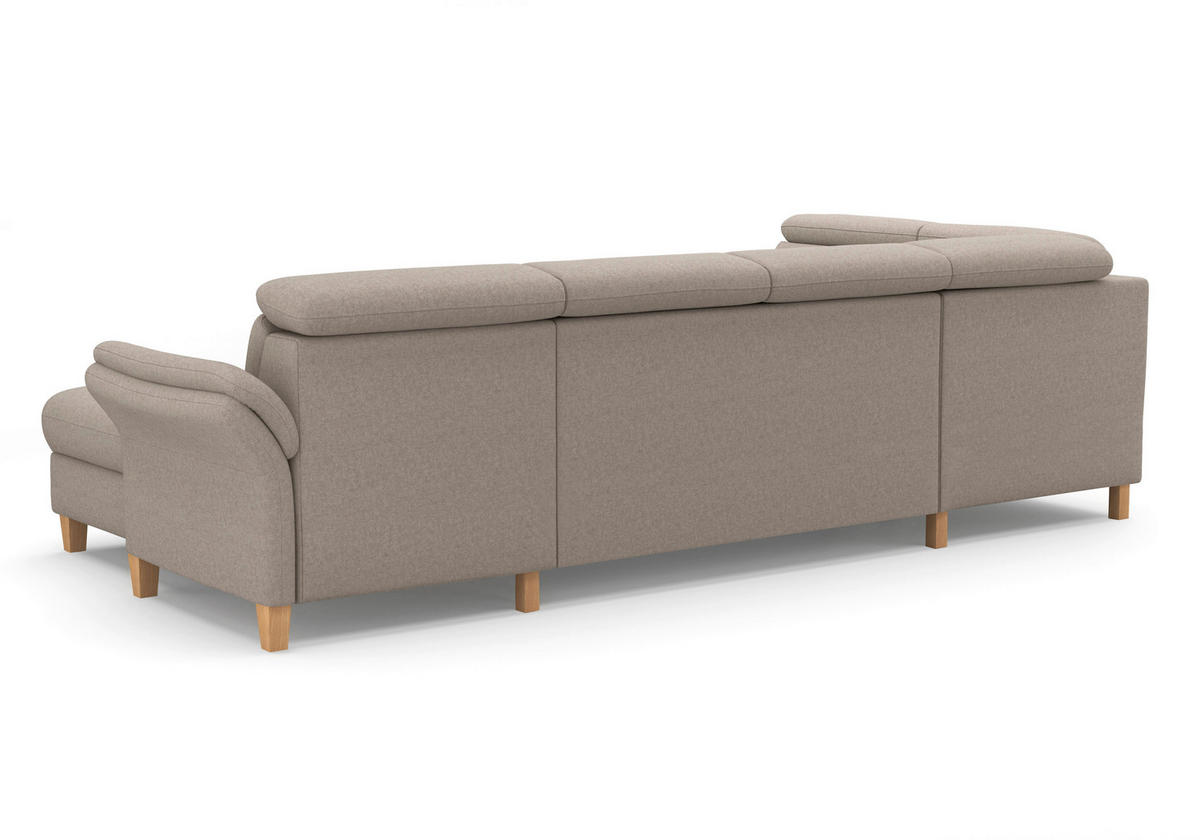 WOHNLANDSCHAFT GLENDALE E Taupe Flachgewebe  - Taupe/Eichefarben, KONVENTIONELL, Holz/Textil (193/321/166cm) - Sit & More