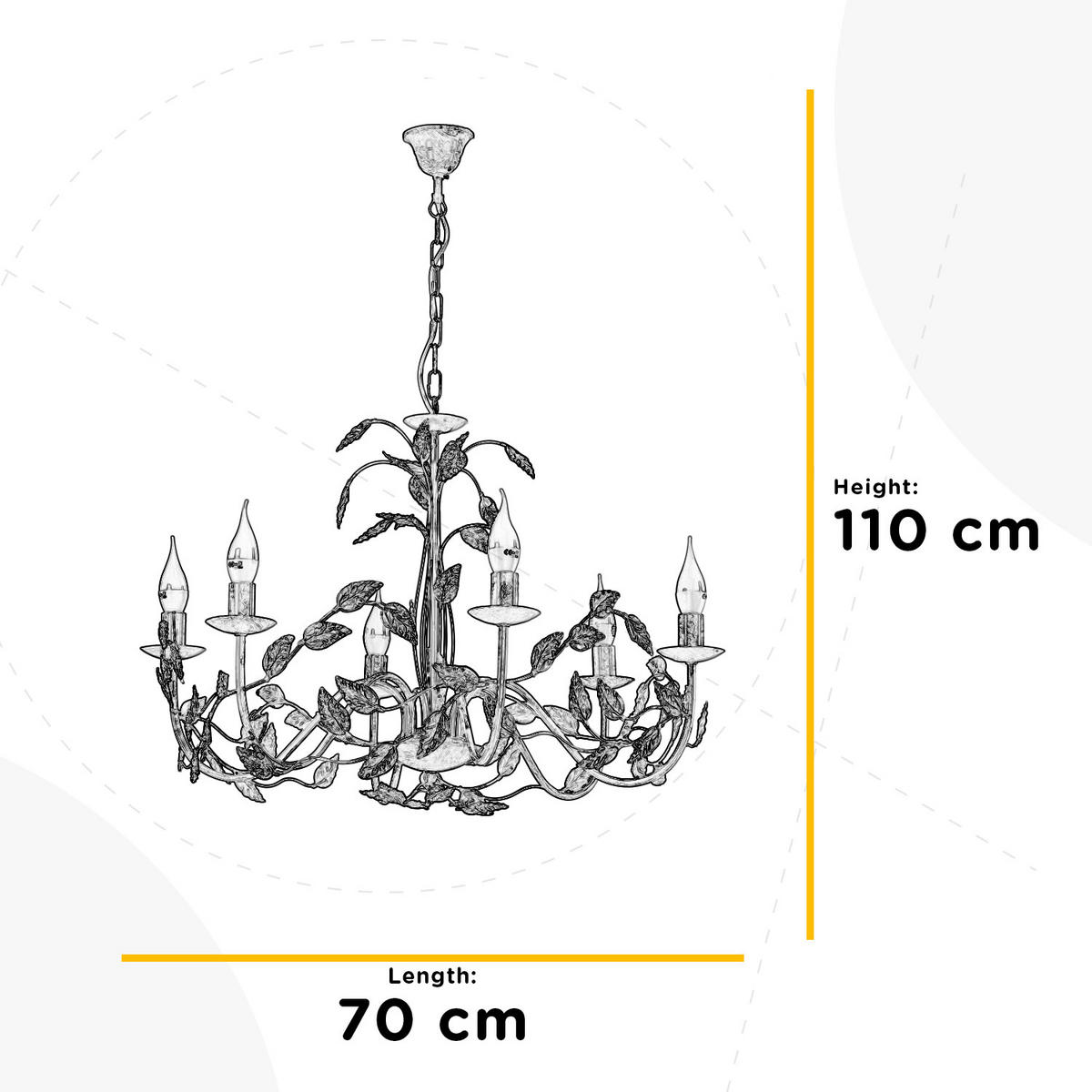 KRONLEUCHTER 4914 CAROLINA 70/70/110 cm   - Bronzefarben, Basics, Metall (70/70/110cm)