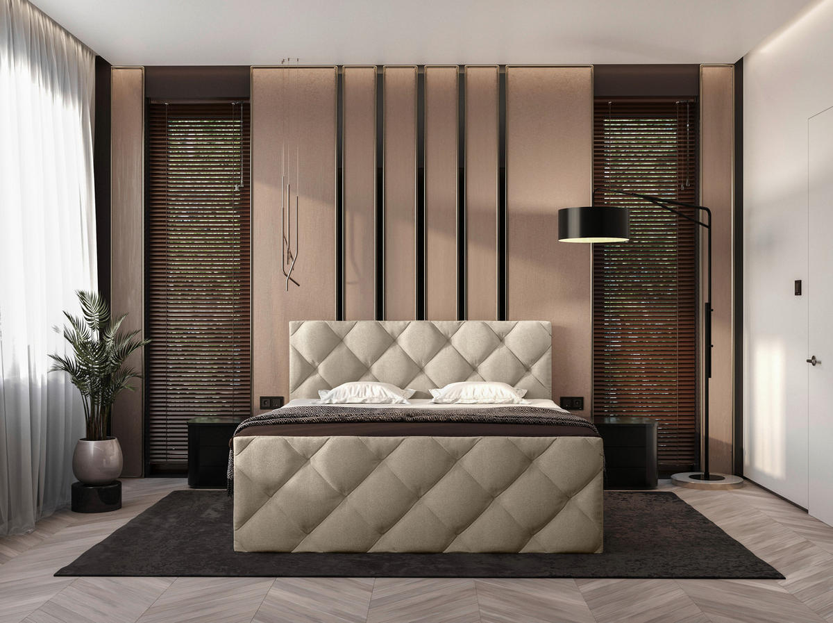 BOXBETT 200/200 cm  in Taupe  - Taupe/Schwarz, KONVENTIONELL, Kunststoff/Textil (200/200cm) - Carryhome