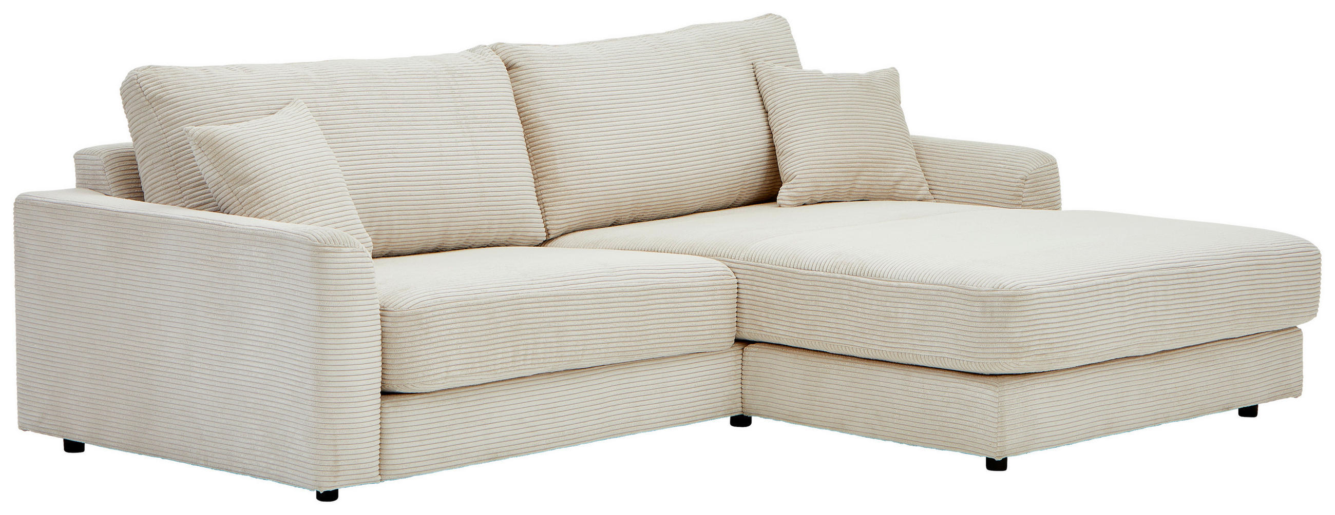 ECKSOFA Beige Cord  - Beige/Schwarz, Design, Kunststoff/Textil (240/175cm) - Landscape