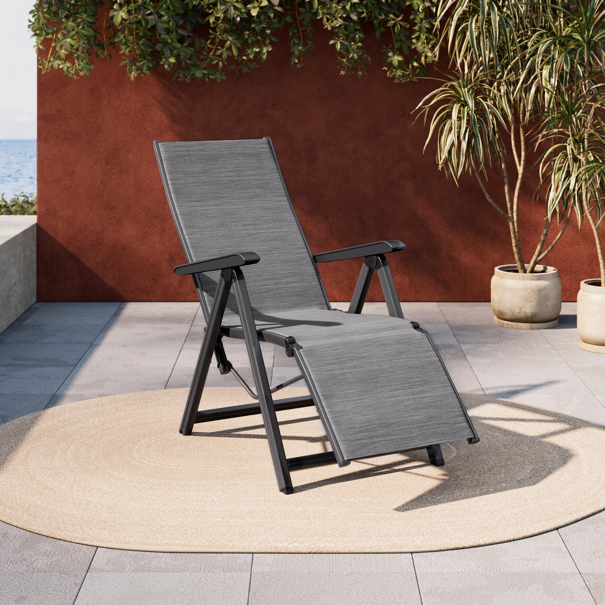 KERTI RELAX KAROSSZÉK 61/111/90 cm  - antracit/szürke, Konventionell, műanyag/textil (61/111/90cm) - Kettler