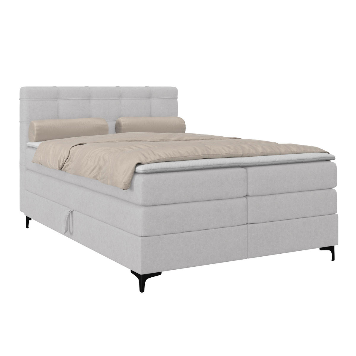 BOXSPRINGBETT 140/200 cm,  in Silberfarben, H3 = fest  - Silberfarben/Schwarz, KONVENTIONELL, Kunststoff/Textil (140/200cm)