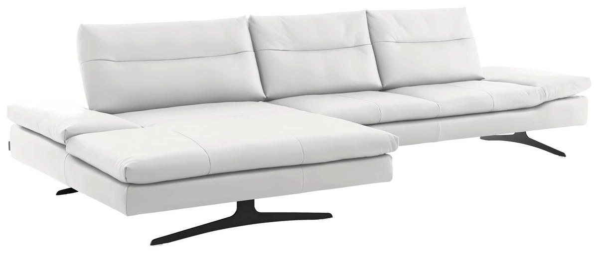 ECKSOFA in Echtleder Weiss  - Weiss/Schwarz, Modern, Leder/Metall (158/342cm) - Chilliano