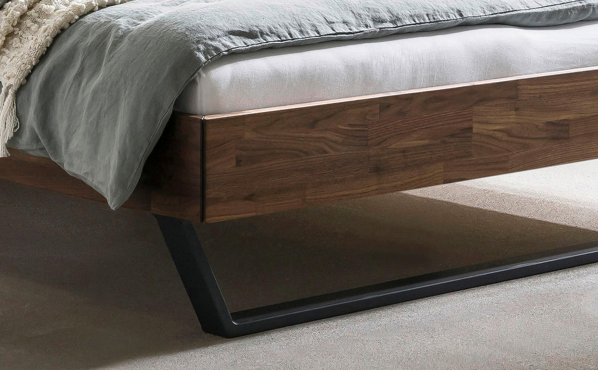 BETT 160/200 cm  in Anthrazit, Nussbaumfarben  - Anthrazit/Nussbaumfarben, Natur, Holz/Metall (160/200cm) - Hasena