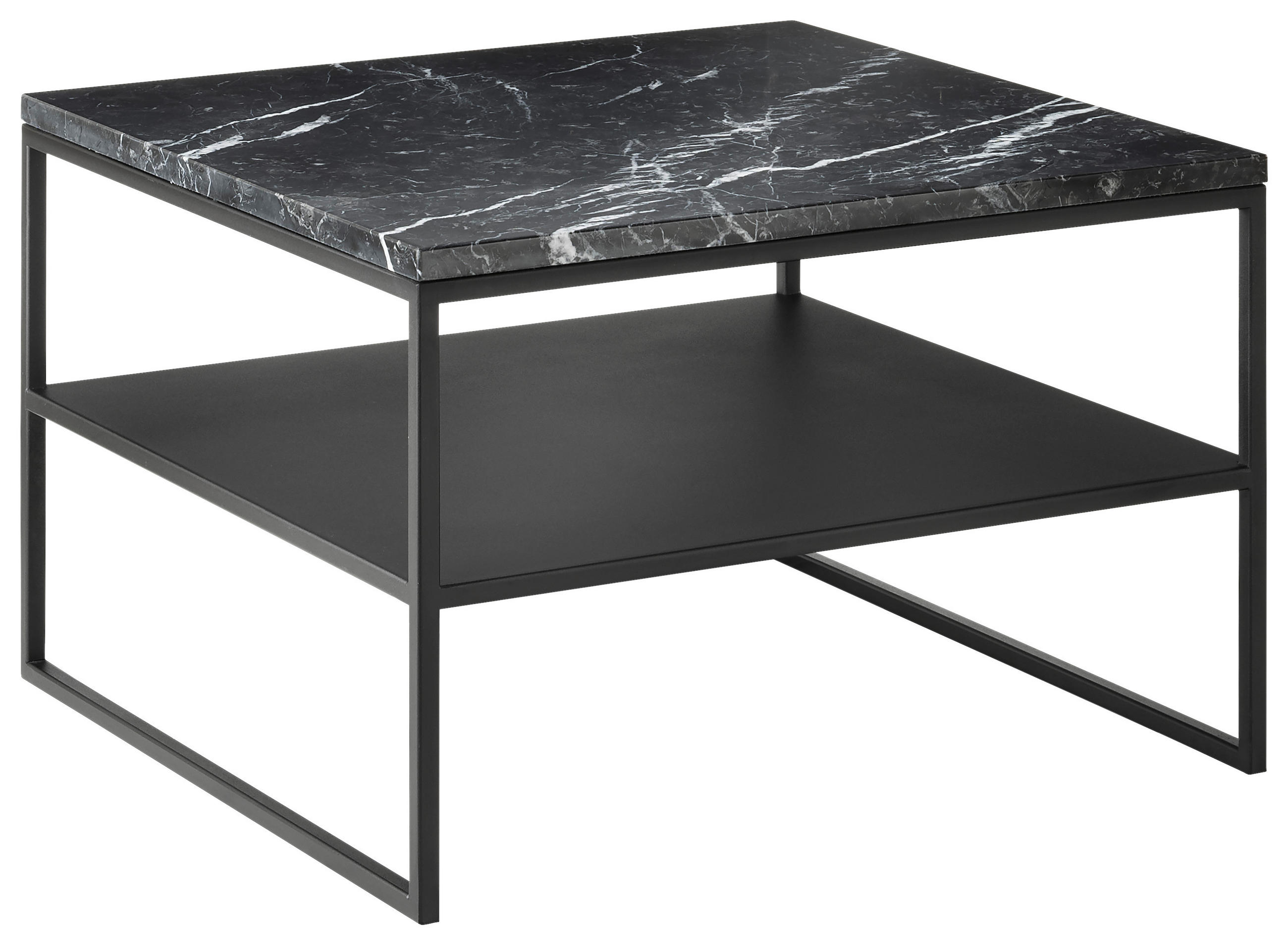 COUCHTISCH in Stein 65/65/41 cm  - Schwarz, Design, Stein/Metall (65/65/41cm) - Johann Jakob