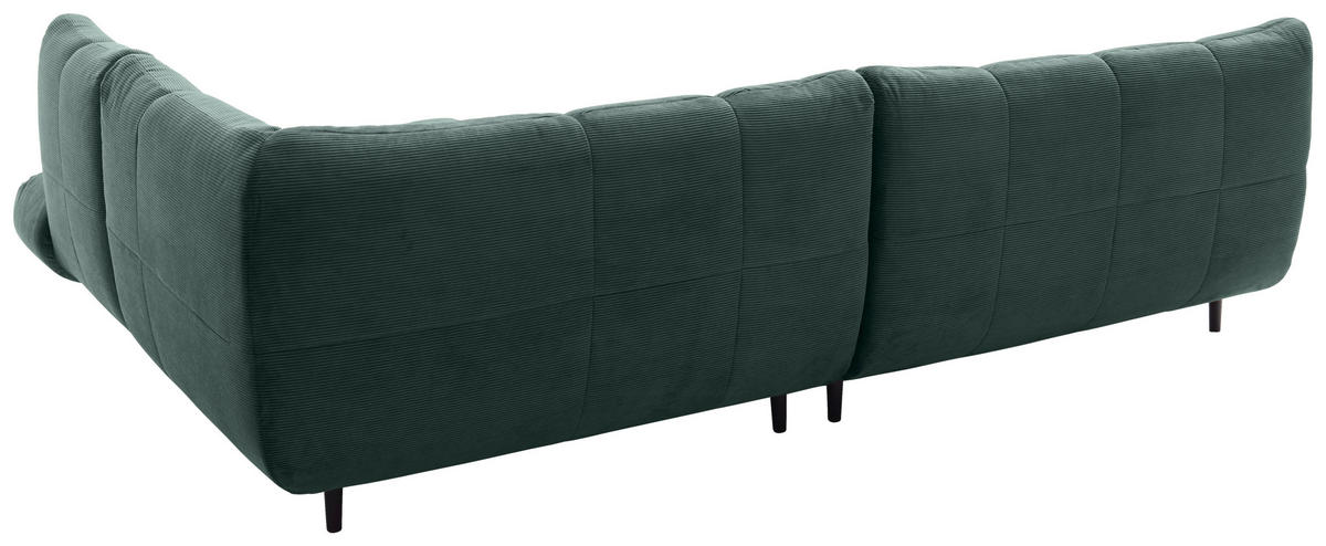 ECKSOFA Ottomane rechts, Eckteil  Grün Feincord  - Schwarz/Grün, Design, Holz/Textil (288/215cm) - Pure Home Lifestyle
