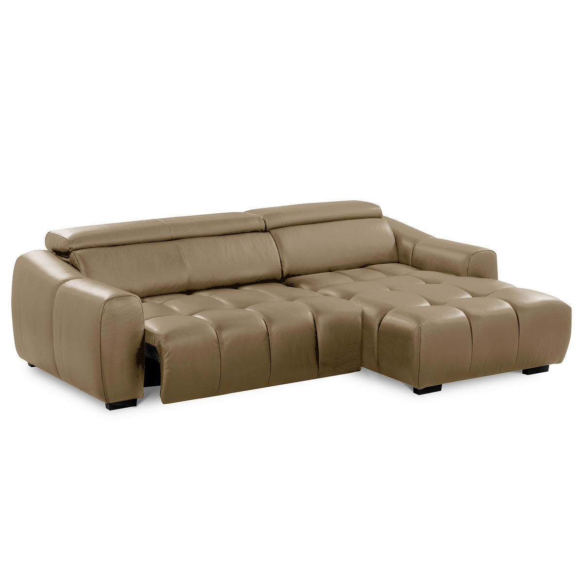 ECKSOFA  Echtleder Mokka  - Schwarz/Mokka, Design, Leder/Kunststoff (274/177cm) - Livetastic