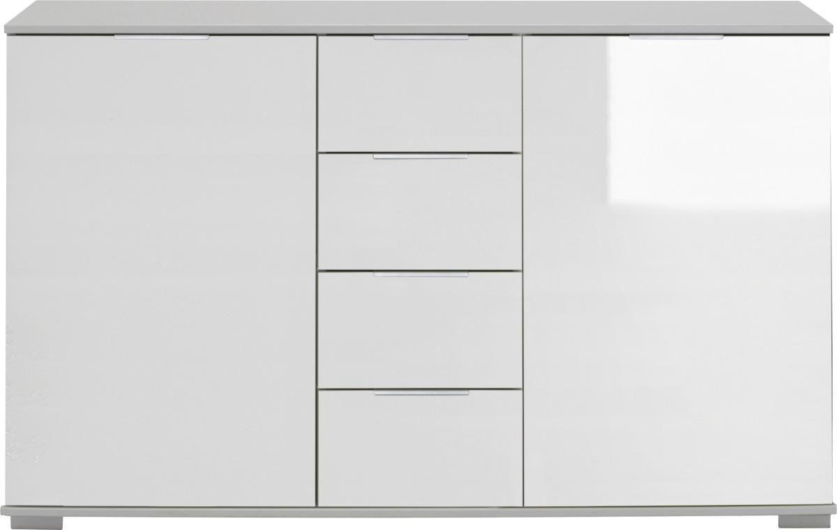 KOMMODE 130/83/41 cm  in Weiss  - Weiss/Alufarben, Design, Glas/Holzwerkstoff (130/83/41cm) - Livetastic