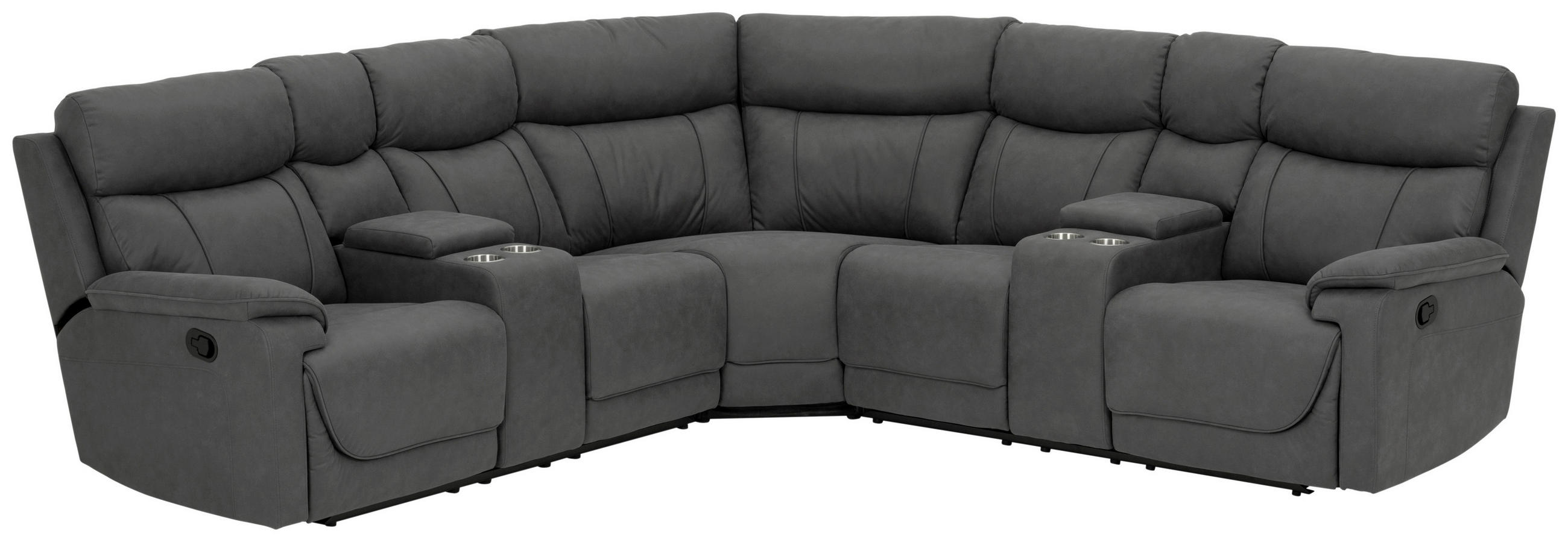 ECKSOFA Grau Mikrofaser  - Schwarz/Grau, KONVENTIONELL, Kunststoff/Textil (248/163cm) - MID.YOU