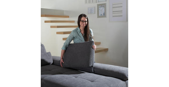 ECKSOFA Hellblau Webstoff  - Alufarben/Hellblau, Design, Textil (203/310cm) - Xora