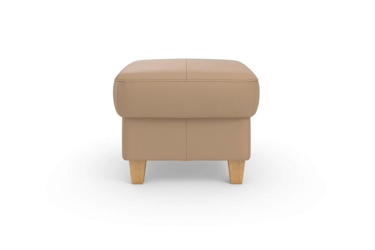 TABURETKA, koža, 58/48/58 cm - farba duba/cappuccino, Basics, koža/drevo (58/48/58cm) - Sit & More