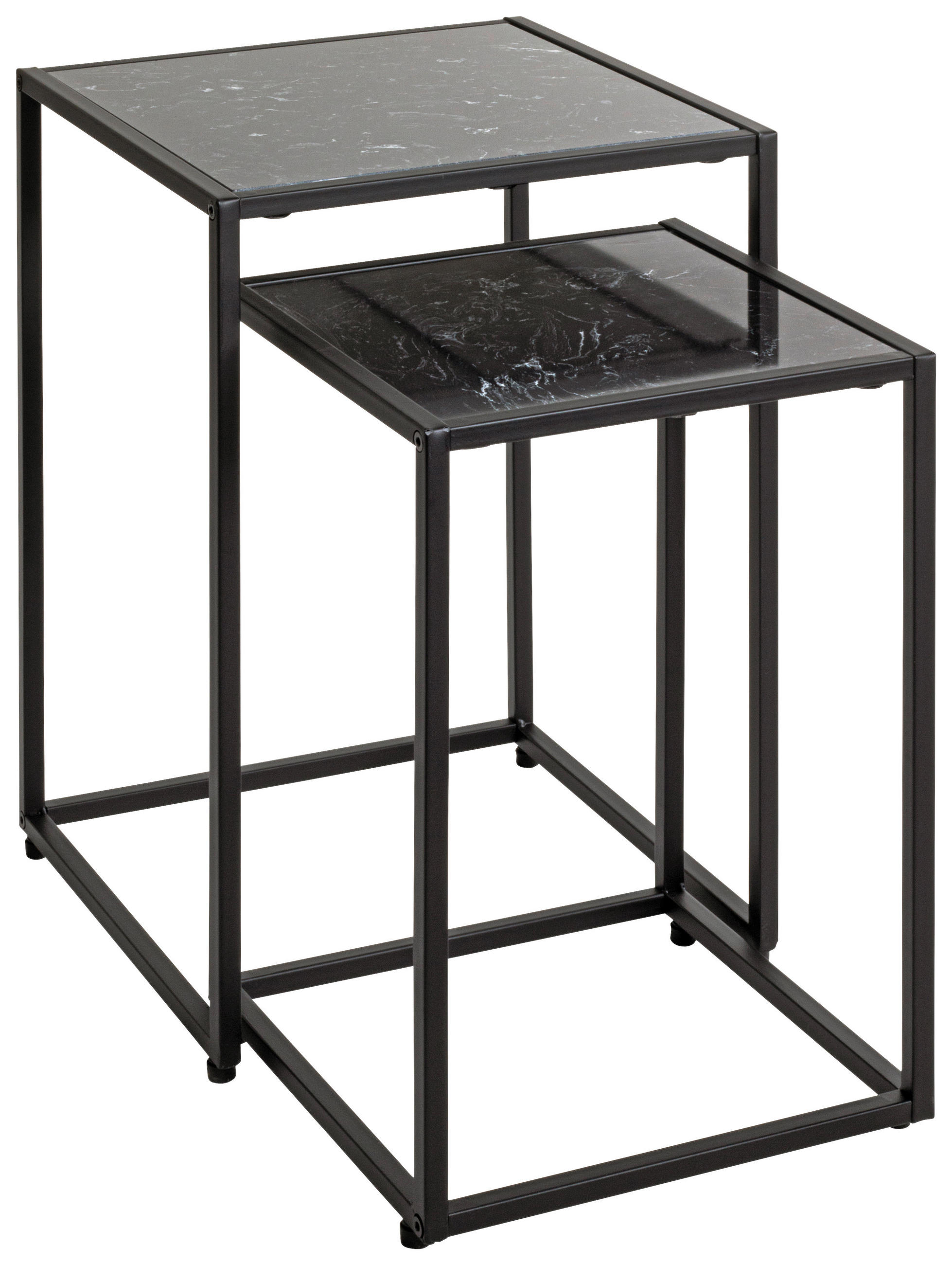 BEISTELLTISCHSET quadratisch Schwarz  - Schwarz, Trend, Holzwerkstoff/Metall (28/33/28/33/43/50cm)