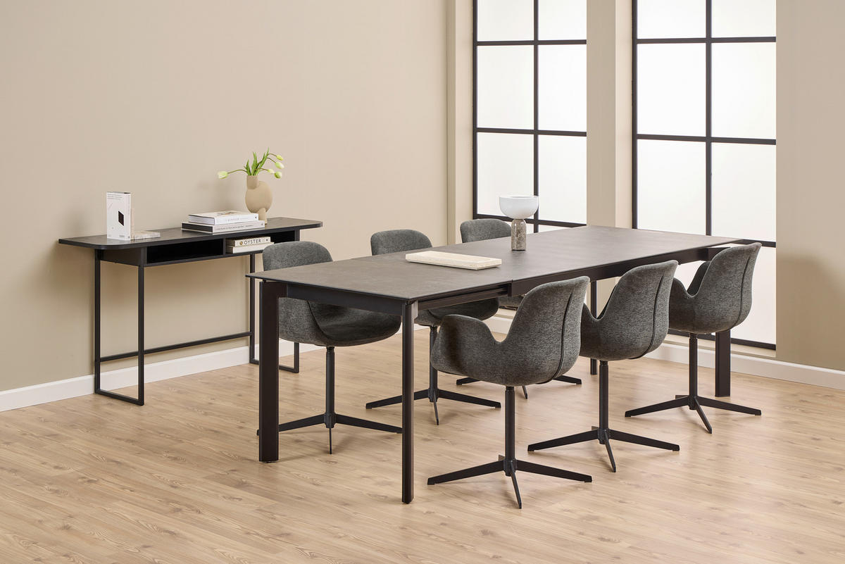 ESSTISCH Schwarz rechteckig  ausziehbar  - Schwarz, MODERN, Keramik/Metall (180-240/90/76cm) - MID.YOU