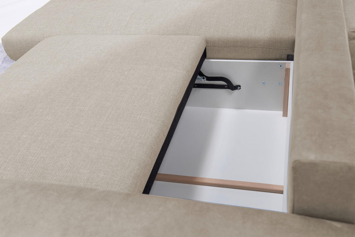 ECKSOFA in Struktur Beige  - Chromfarben/Beige, Design, Textil/Metall (177/269cm) - Livetastic