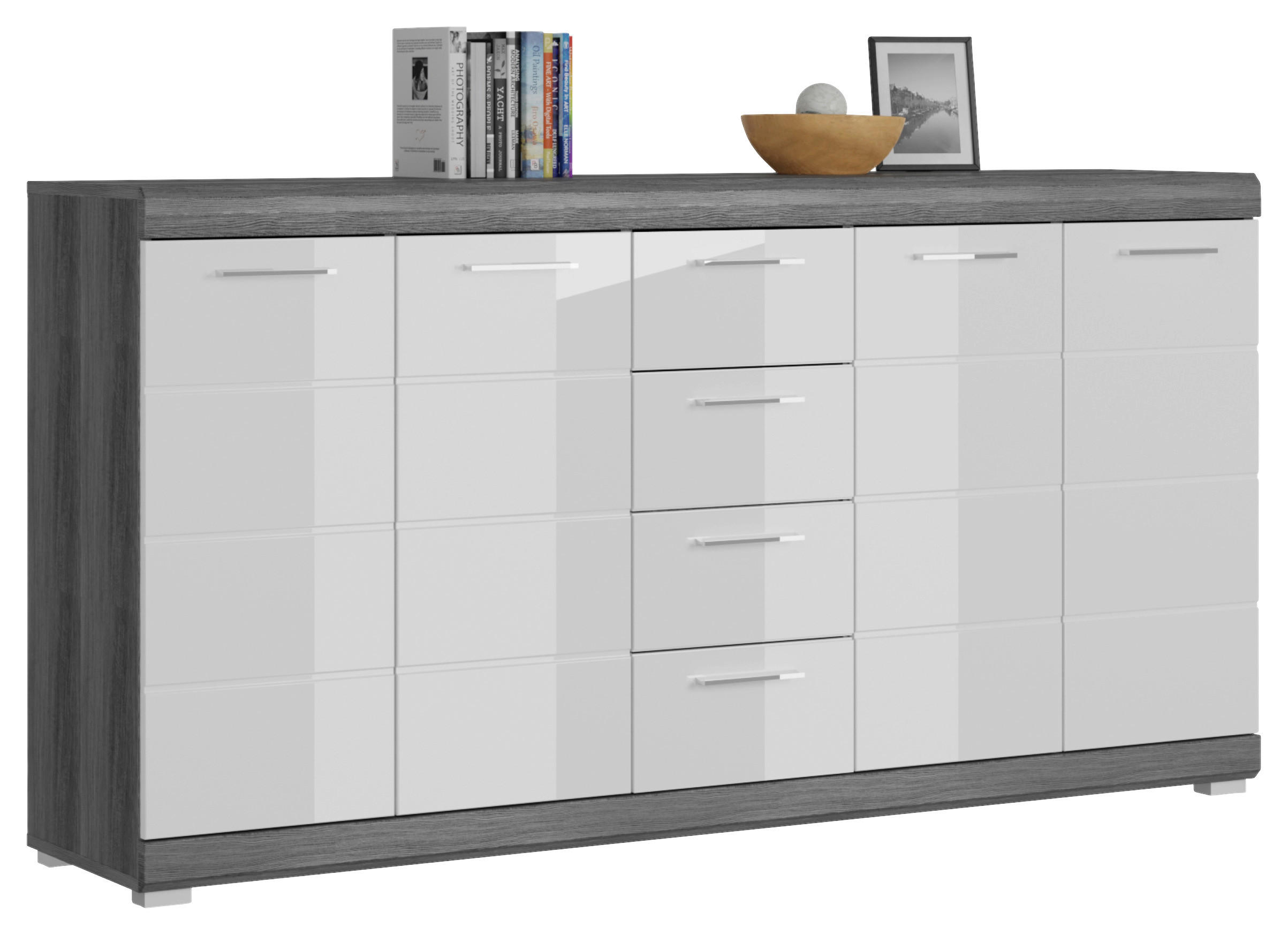 KOMMODE in 165/85/37 cm - Chromfarben/Weiß Hochglanz, Design, Holzwerkstoff/Kunststoff (165/85/37cm) - MID.YOU