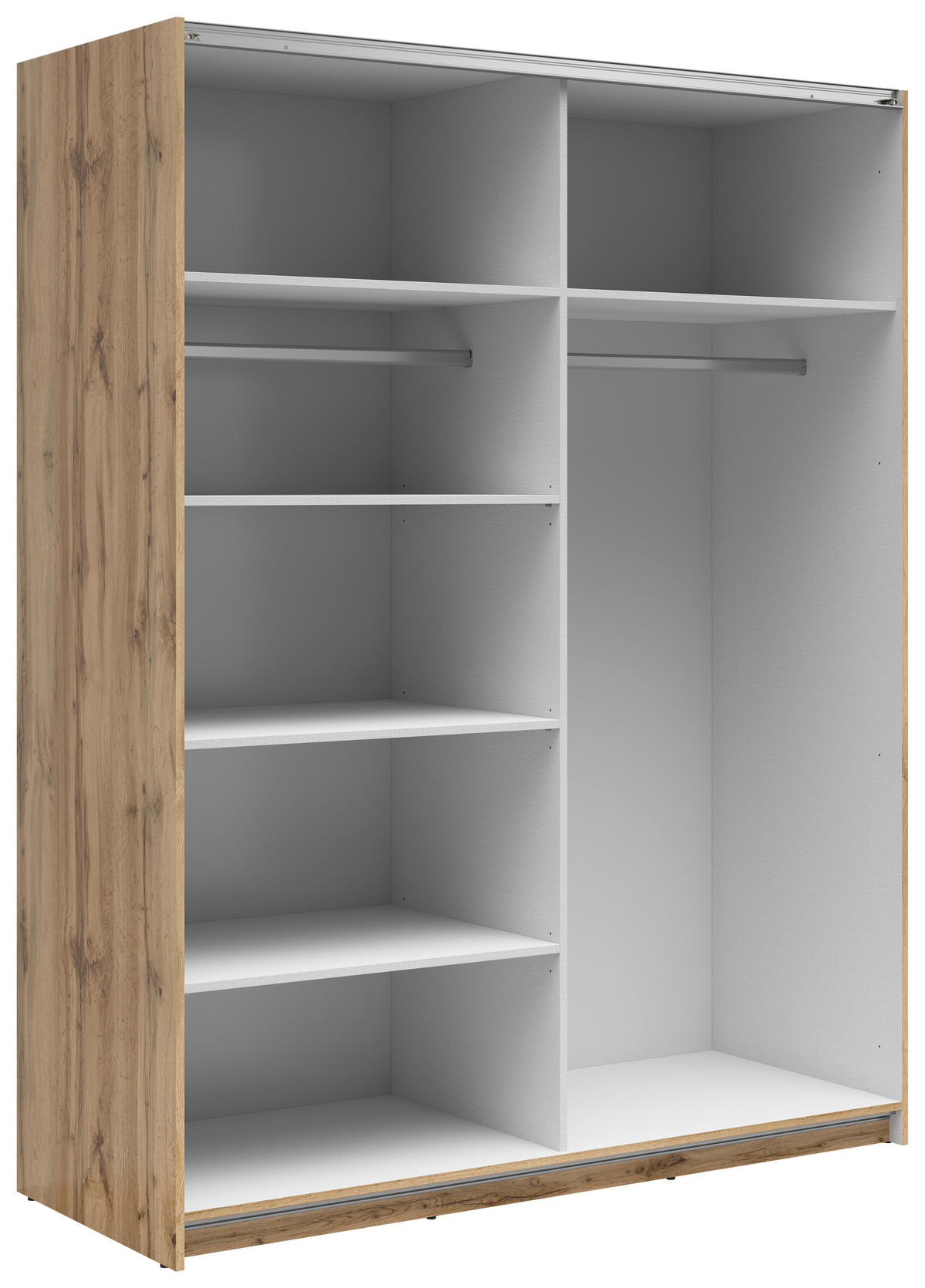 SCHWEBETÜRENSCHRANK 153,5/195,5/60 cm 2-türig Klar, Eiche Wotan  - Klar/Anthrazit, MODERN, Glas/Holzwerkstoff (153,5/195,5/60cm) - MID.YOU