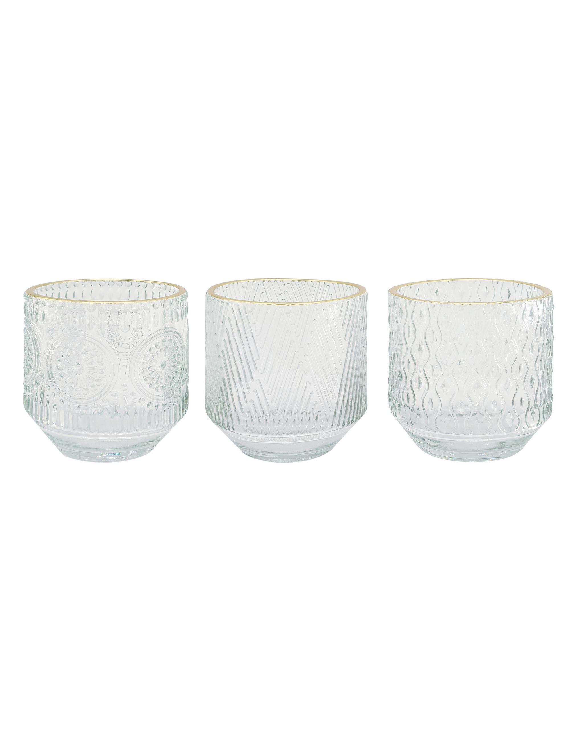 SKL. SVIETNIK NA ČAJ. SVIEČKU  sklo - priehľadné/zlatá, Basics, sklo (9,5/9,7cm) - Ambia Home