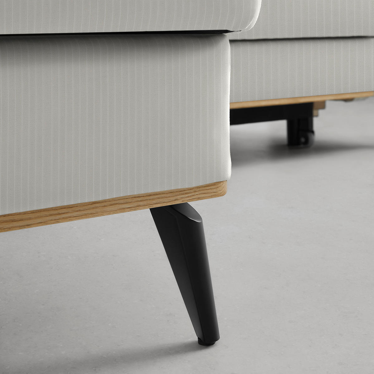 ECKSOFA Chenille, Cord Creme  - Creme/Schwarz, Konventionell, Holz/Textil (167/87/234cm) - MID.YOU