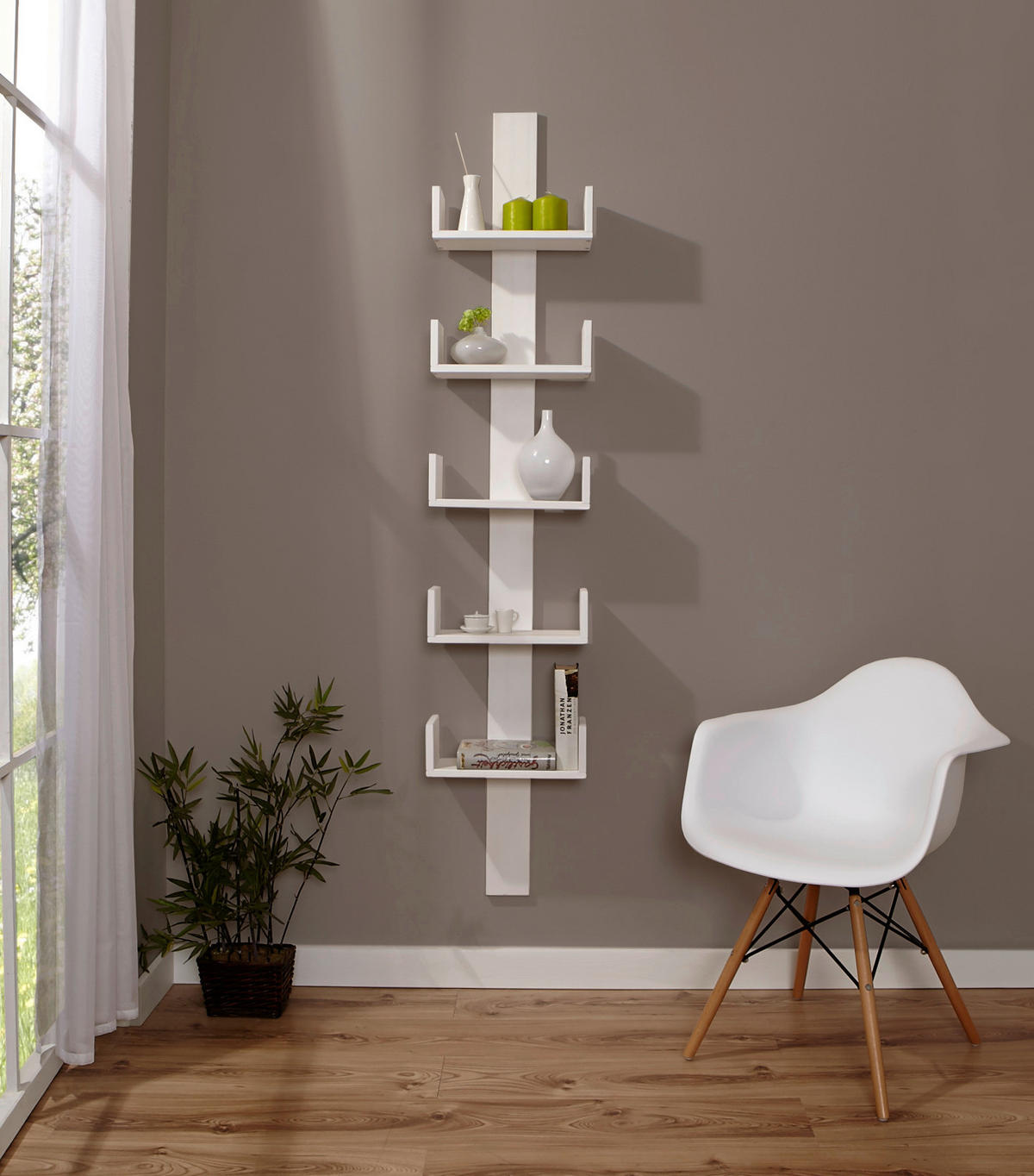 STENSKI REGAL 35/180/17 cm bela  - bela, Natur, les (35/180/17cm) - Livetastic