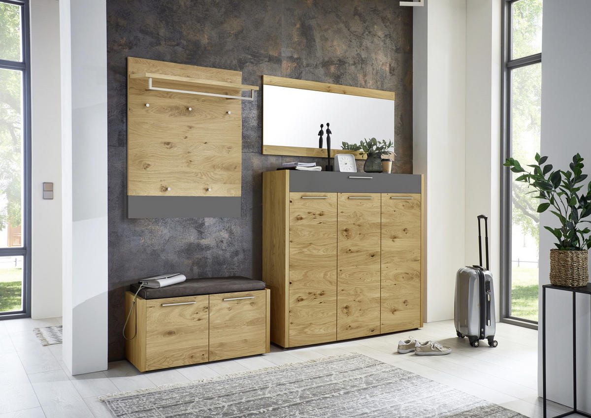 GARDEROBENPANEEL  in 80/106/27 cm  - Eichefarben/Grau, Design, Holz (80/106/27cm)