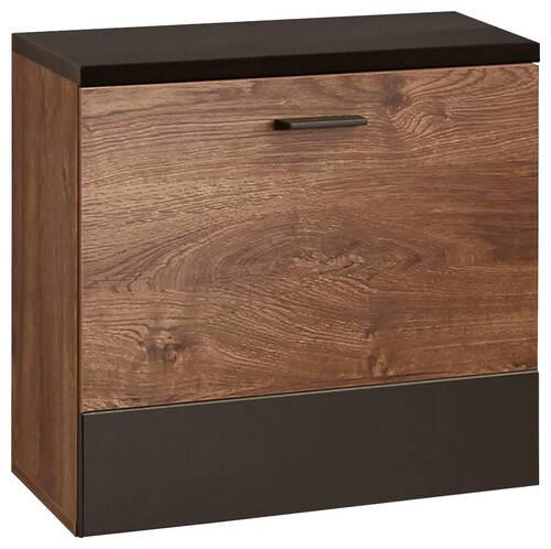 WOHNWAND Bastian  in Eichefarben, Dunkelgrau  259/204/37 cm  - Eichefarben/Dunkelgrau, KONVENTIONELL, Holzwerkstoff/Metall (259/204/37cm) - Cantus