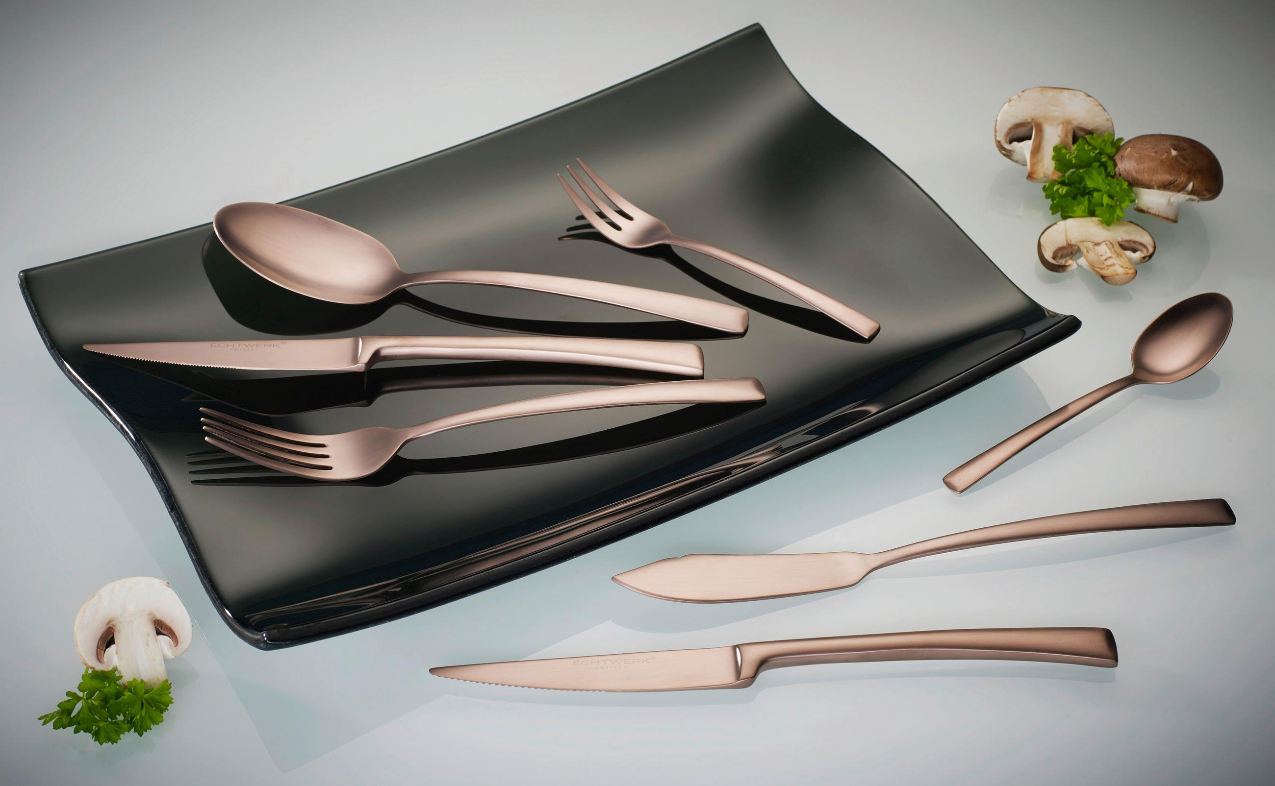BESTECKSET 42-teilig Edelstahl  - Bronzefarben, Trend, Metall (22cm) - Echtwerk