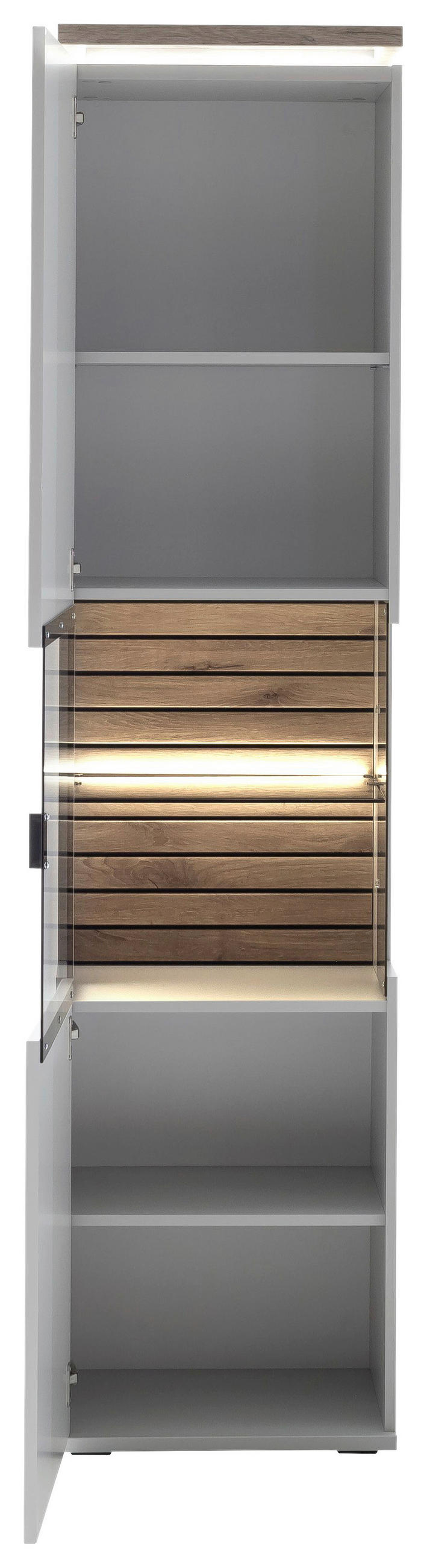 VITRINE  in Grau, Eichefarben - Eichefarben/Grau, Design, Holzwerkstoff (50/207/37cm) - Stylife