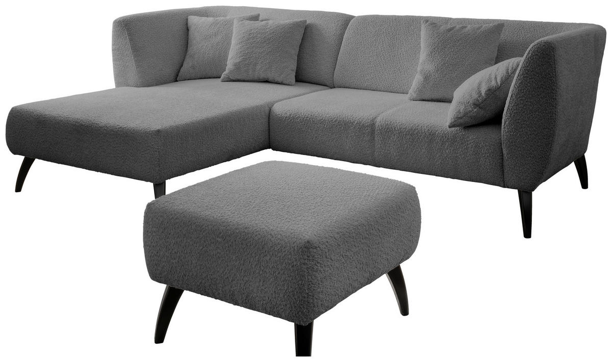 ECKSOFA  in Bouclé Anthrazit  160/264 cm  - Anthrazit/Schwarz, MODERN, Holz/Textil (160/264cm) - MID.YOU