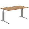 SCHREIBTISCH 140/80/70-82 cm  in Alufarben, Eichefarben  - Eichefarben/Alufarben, KONVENTIONELL, Holzwerkstoff/Metall (140/80/70-82cm) - Moderano