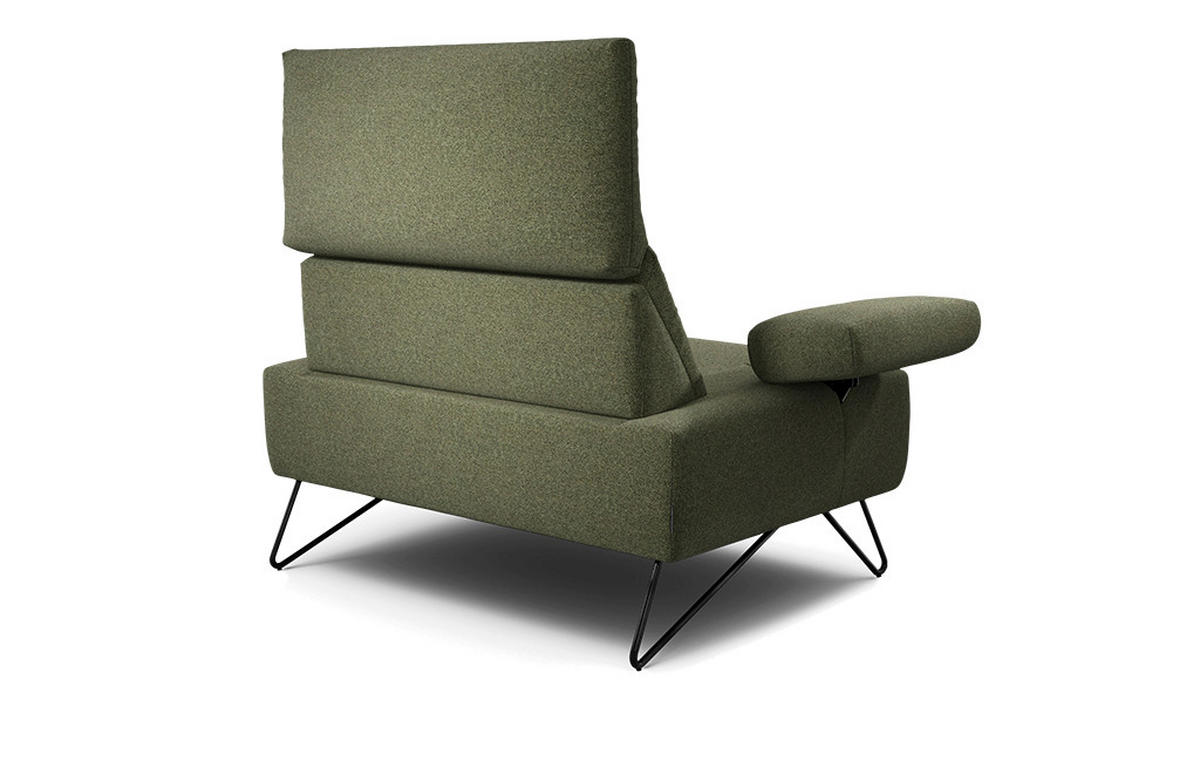 SESSEL in Chenille Waldgrün  - Waldgrün/Schwarz, Design, Textil/Metall (114-142/85/86-94cm) - SENSOO