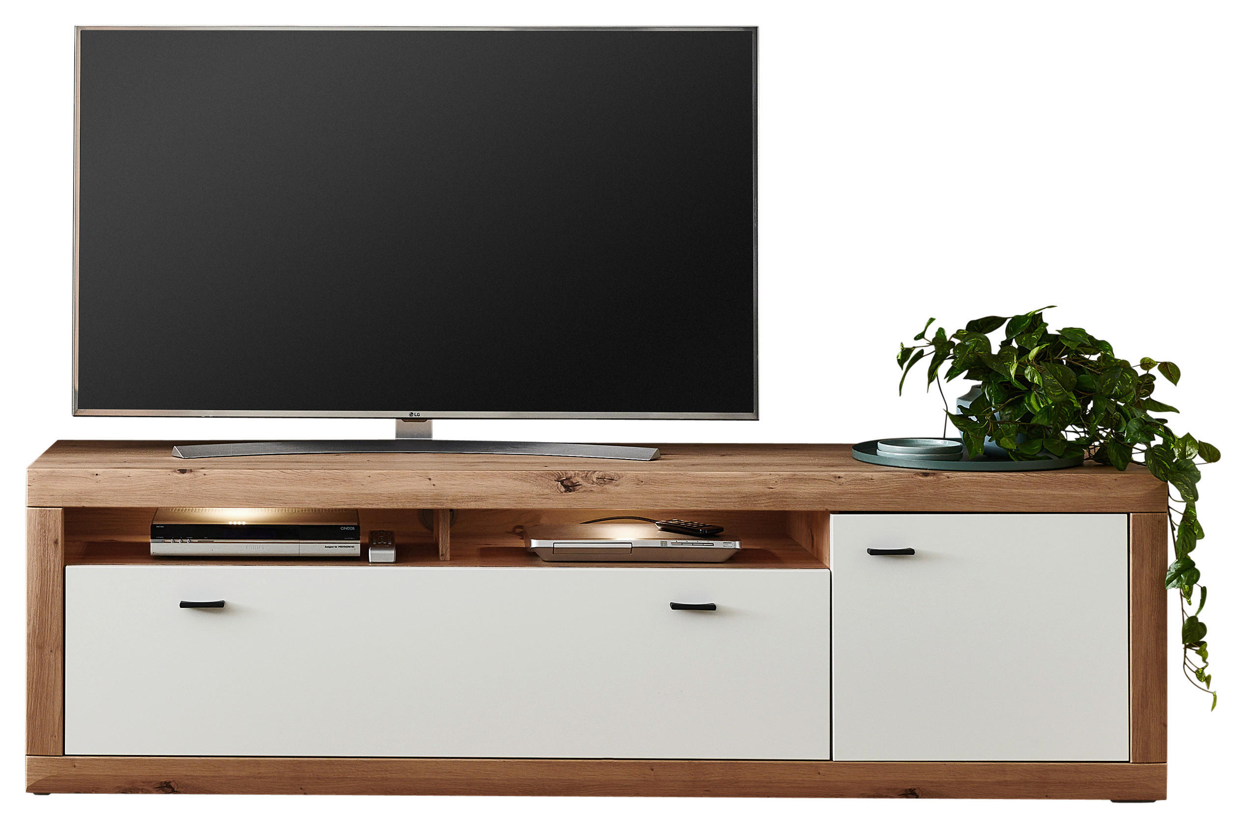 LOWBOARD Weiß, Eiche Artisan  192,5/55,9/50,1 cm  - Anthrazit/Eiche Artisan, KONVENTIONELL, Holzwerkstoff/Kunststoff (192,5/55,9/50,1cm) - Stylife