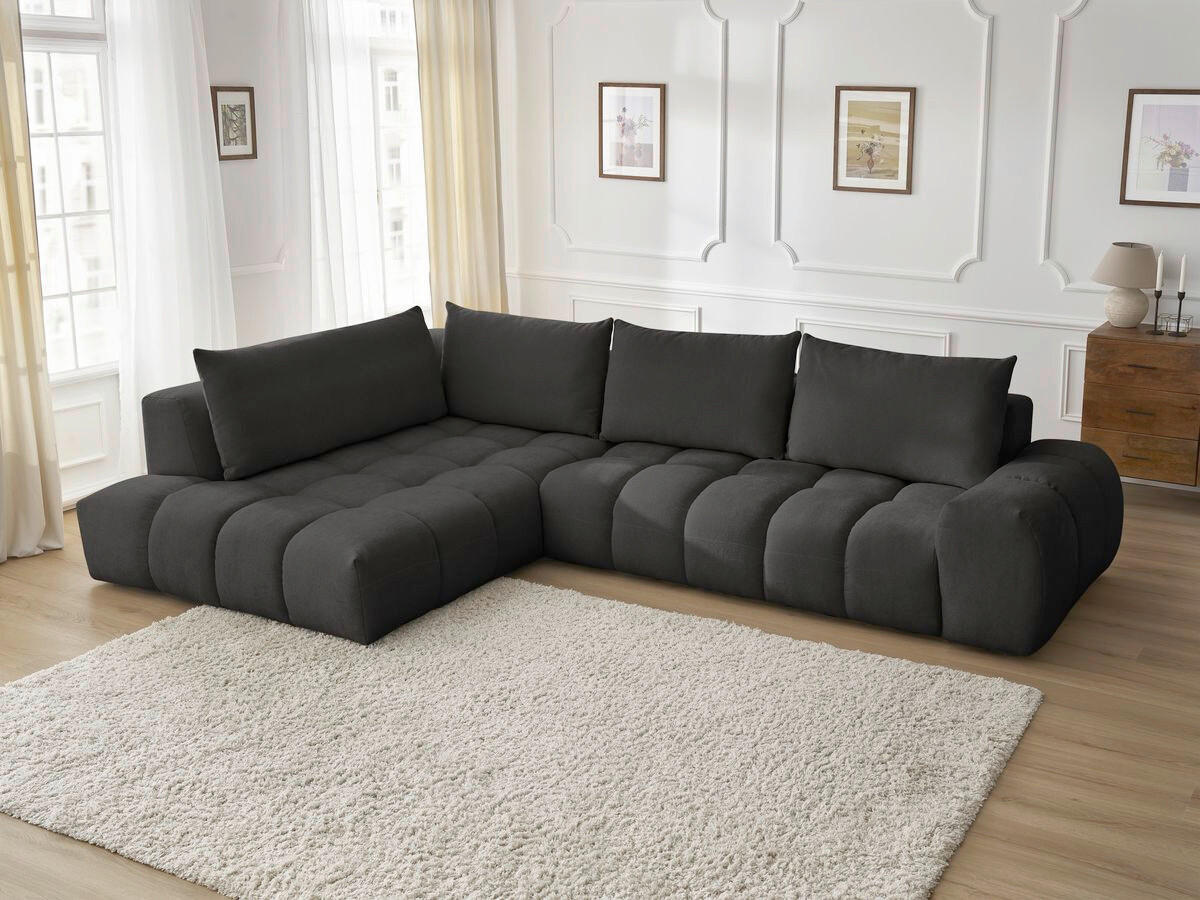 ECKSOFA Ottomane links  EVEREST Schwarz Struktur  - Schwarz, MODERN, Kunststoff/Textil (210/352cm) - Livetastic