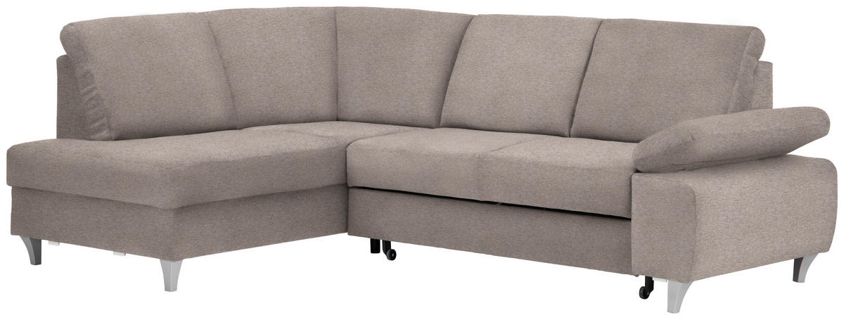 ECKSOFA in Flachgewebe Rosa  - Silberfarben/Rosa, Konventionell, Holz/Textil (186/255cm) - Cantus