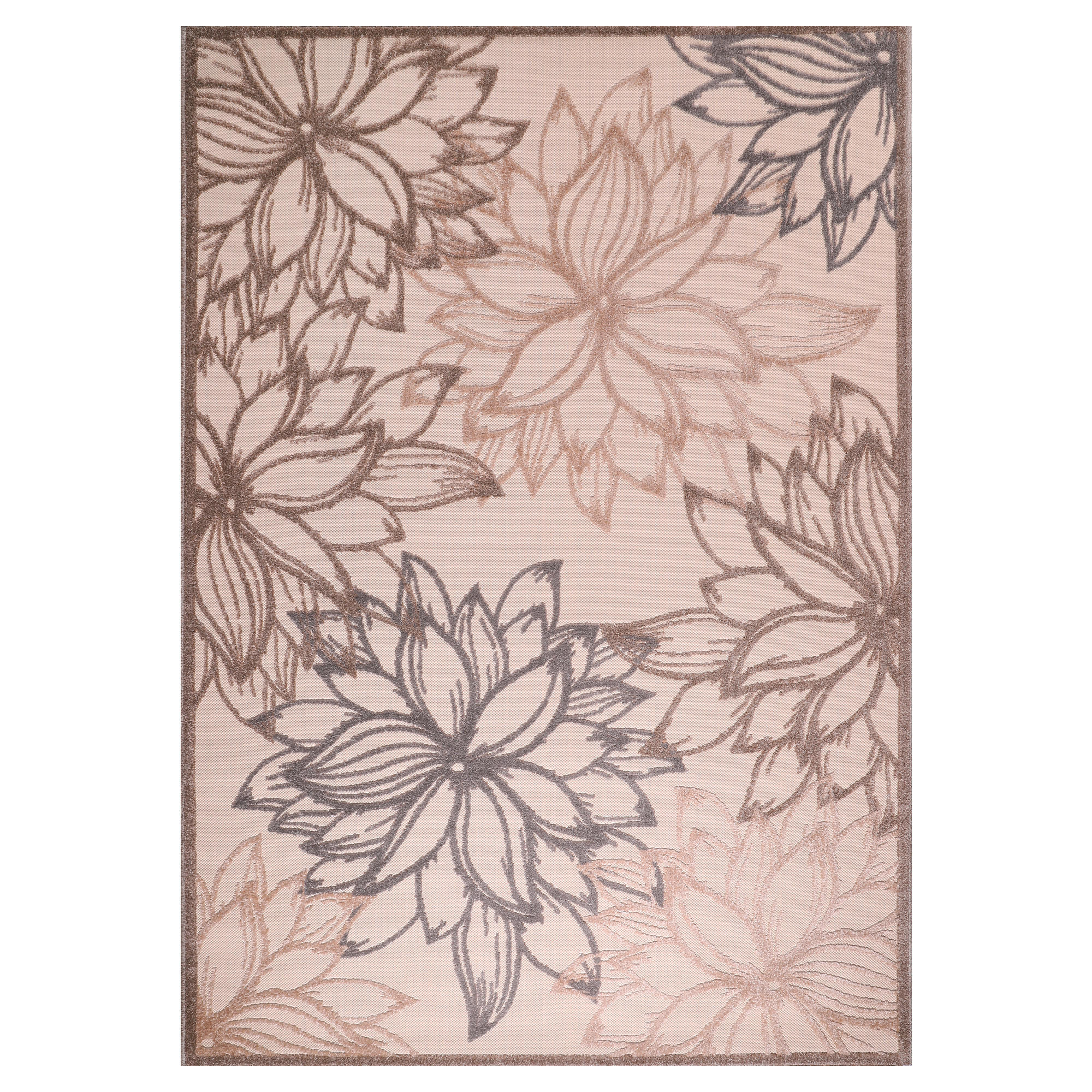 Novel Outdoorteppich Floral Creme, Beige 200x290 cm